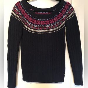 Garage cute winter print sweater. Navy blue.